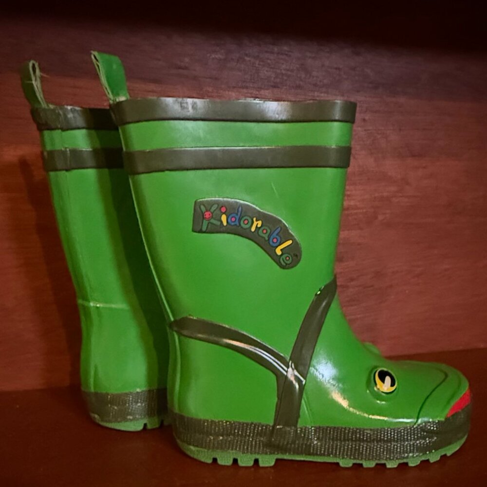 Kidorable Boy's Frog Rubber Rain Boots, Size 7